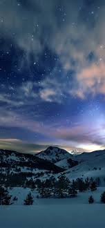 Aurora Star Sky Snow Mountain Winter Nature Iphone X Wallpaper Iphone Wallpaper Winter Nature Iphone Wallpaper Winter Wallpaper