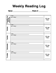 Weekly Reading Homework Log Or Ssr Log Reading Homework Log Weekly Reading Homework Reading Homework