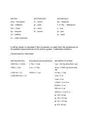 metric metric apothecary household mcg microgram m minim