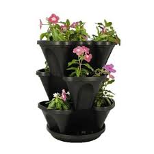 Nancy Jane Vertical Gardening Self Watering 12 In Stacking Planters In Black 3 Pack Hanging Set P1362 Vertical Garden Planters Vertical Garden Planting Pots