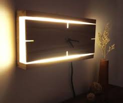 Rectangle Wooden Wall Clock With Led Night Light Wall Clock Light Wall Decor Lights Wall Lamp