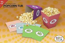 Popcorn Tub Packaging Mockup Party Packs Party Packages Packaging Mockup