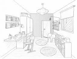 dessin dressing coin bureau jeune fille perspective architecture coloriage de bogue