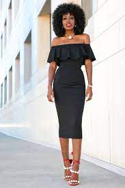 Black Off Shoulder Frill Midi Dress Style Pantry Midi Dress Style Fashion Dresses