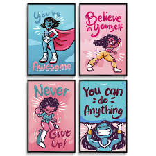 First try to know the girl's personality and her likes and dislikes as girls can be very choosy and moody. Girls Room Decor Posters For Girls Super Powerful Girls Girl Wall Decor Inspirational Motivational Quotes For Girls Teens Kids Bedroom Wall Decorations Teen Wall Art Set Of 4 Poster 11x17in