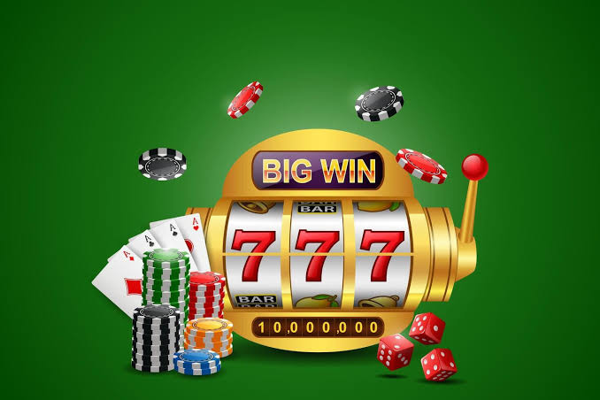 Big win slots machine 777 casino with chip poker, dice and playing cards  57051732 Vector Art at Vecteezy