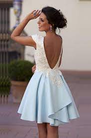 Charming Open Back Cap Sleeves Lace Sky Blue Homecoming Dresses Z1053 In 2021 Light Blue Homecoming Dresses Homecoming Dresses Short Prom Dresses Short