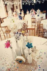 40 Personal Diy Details From Real Weddings Paper Flower Centerpieces Origami Wedding Village Hall Wedding