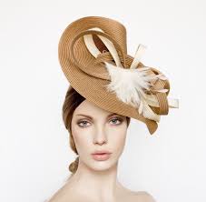 GOLD IVORY Kentucky Derby Hat, Races Hat, Ascot Fascinator, Millinery Derby  Hat, Races Hats for Women, Wedding Fascinator, Feathers Luncheon