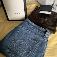 Straight Leg Classic Gucci Logo Jeans New With Tags Depop New gucci men's current logo blue corduroy velvet stretch cotton jeans. straight leg classic gucci logo jeans