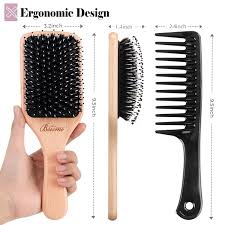 Get it as soon as fri, aug 6. Buy Hair Brush Boar Bristle Detangler Hair Brush And Wide Tooth Comb Set For Curly Thick Long Dry Wet Hair Wooden Paddle Detangle Hair Brushes For Women Men Kids Detangling Smoothing Hair Adding