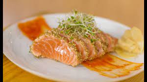 Seared Salmon Sashimi Recipe With Seasme Seed Crust