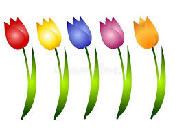 Colorful spring tulip flowers under a blue sky with puffy clouds #1243589 by elaineitalia. Photo About A Clip Art Illustration Featuring A Variety Of Individual Isolated Tulips In Red Yellow Blue Purple And Flower Clipart Flower Clip Free Clip Art