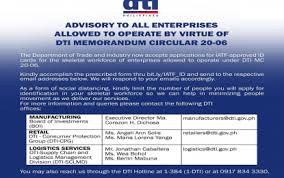 Jun 29, 2021 · base sa rekomendasyon ng iatf, mananatili sa general community quarantine with some restrictions ang metro manila, bulacan, at rizal hanggang hulyo 15. Dti Issues Guidelines For Iatf Id Application For Enterprises Philippine News Agency