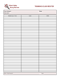 Training Class Roster Template Pdfsimpli