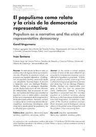 Régimen político, dictadura, democracia directa, democracia representativa Pdf El Populismo Como Relato Y La Crisis De La Democracia Representativa
