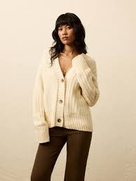 Heirloom Cotton Relaxed Cardigan - Cream | Faherty Brand