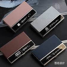 An engraved business card holder displays your branding in a subtle, elegant fashion that is sure to get attention. Personalized Leather Business Card Case Free Engraving Stainless Steel Credit Card Holder Index Card Filing Office Products Urbytus Com