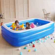 It's not very deep, and you control how much. Amazon Com Family Inflatable Children S Swimming Pool Pool Rectangle Kids Ultra Big Size 3 Layer Family Pool Large Ground Pool Children Parents Water Play Kitchen Dining