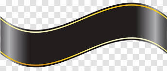 Black ribbon bow with gold edging on transparent background png. Black Ribbon Banner Clip Art Transparent Png