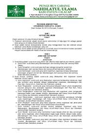 Contoh surat rekomendasi sekolah dan bagian bagian yang membentuknya. Pedoman Administrasi Organisasi Nu Konbes 2012