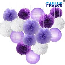 Tissue paper flowers tutorial easy. 16pcs Paper Lanterns Craft Kit For Lavender Purple Themed Party Decor Baby Shower Tissue Paper Flowers Ball Pom Poms Mixed Aliexpress