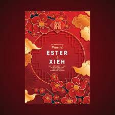 Download Realistic Wedding Invitation Template In Chinese Style For Free Chinese Wedding Invitation Card Wedding Invitation Card Template Wedding Invitation Templates