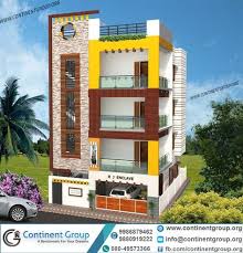 Our portfolio of elevation designs contains a variety of 3d front elevation such as traditional elevation designs, modern 3d front elevations, contemporary elevation design, and with nakshewala.com 3d view you can modernize your home as per your preference and suitability in just a few clicks. 3d Front Elevation Ground Plus 3 Front Elevation Designs House Front Wall Design Building Front Designs