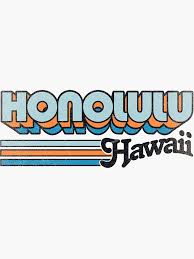 Honolulu Hi City Stripes Sticker By Retroready Honolulu Vintage Tshirt Design Senior Shirts