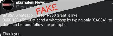 Sassa r350 grant available for 2021/2022. Fake News Coronavirus Covid 19 South African Government