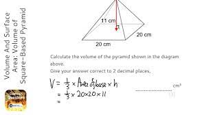 For this example, 480 divided by 3 equals 160. Volume And Surface Area Volume Of Square Based Pyramid Grade 5 Onmaths Gcse Maths Revision Youtube