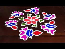 Sankranthi Flowers And Deepam Kolam With 11 6 Middle Simple And Easy Rangoli Designs Youtube Rangoli Designs Easy Rangoli Designs Simple Rangoli