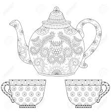 Annatto was considered to be useless in beverage coloring since the acidity in beverages caused precipitation of annatto (norbixn). Stylized Ornamental Teapot With Cups Of Tea Hot Beverage With Royalty Free Cliparts Vectors And Stock Illustration Image 64961508