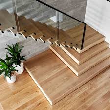 A mitred stair tread will have a mitred ( perpendicular) return on either the left or right side. China Natural Prefinished White Oak Wood Tread Staircase China Straight Staircase Wooden Staircase