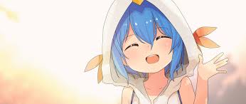 What anime has a girl with blue hair? Desktop Wallpaper Cute Blue Hair Anime Girl Smile Hoodie Hd Image Picture Background 82b9b8