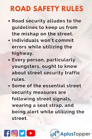 Don't mess around in the workshop. 10 Lines On Road Safety Rules For Students And Children In English A Plus Topper