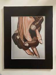 Artist Print Black and White Holding Hands Interracial Art - Etsy