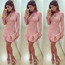 Pale Pink Lace Long Dress Fashion Dresses