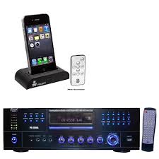 Portable mp3 audio speaker dock stations with reasonable prices. Pyle Stereo Receiver And Ipod Dock Package Pd3000a 3000 Watt Am Fm Receiver W Built In Dvd Mp3 Usb Pidock1 Universal Ipod Iphone Docking Station For Audio Output Charging Sync W Itunes And Remote Control
