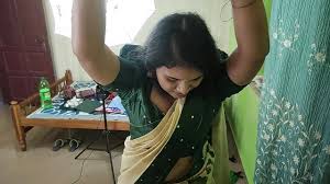 Kerala half saree BDSM hand tied on ceiling and blindfolded boobs suck of  Vaishnavy by Sharun Raj, Hands tied and blindfolded