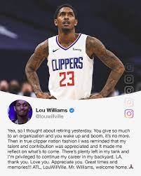 Turns in 13 points from bench. Nba On Espn Lou Williams Says He Considered Retiring On Thursday But Decided To Continue His Career In His Hometown With The Atlanta Hawks Facebook