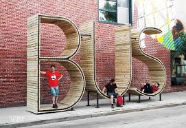 13 Stunning Examples Of Graphic Design In The Built Environment Bus Stop Design Bus Stop Urban Furniture