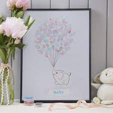 Lille Elefant Fingerprint Baby Shower Keepsakes Baby Shower Party Decorations Printed Baby Shower
