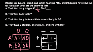 For example, if one parent has type o. Abo Blood Group Rh Factor And Probability Youtube