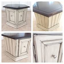 Octagon End Table Refinished In Rethunk Junk Paint French Vanilla With Dark Glaze And Stain Top Ourjunky End Table Makeover Table Makeover Painted End Tables