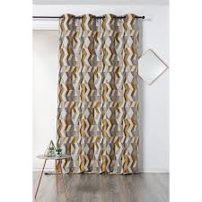 Rideau Obscurcissant Chloe Dore L 135 X H 240 Cm Rideaux Deco Salon Motif Geometrique