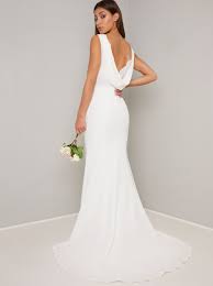 Chi Chi Bridal Cowl Back Orlaith Dress White Myonewedding Co Uk Cowl Neck Wedding Dress Cowl Back Wedding Dress Wedding Dresses