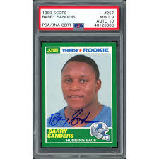 This might be the only 1989 set with a ken griffey jr. Sold Price Barry Sanders Autographed 1989 Score Rookie Card 257 Detroit Lions Auto Grade 10 Card Grade Mint 9 Psa Dna Invalid Date Est