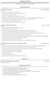 construction laborer resume sample