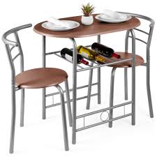 4.0 out of 5 stars. Best Choice Products 3 Piece Wood Dining Room Round Table Chairs Set W Steel Frame Built In Wine Rack Espresso Walmart Com Walmart Com